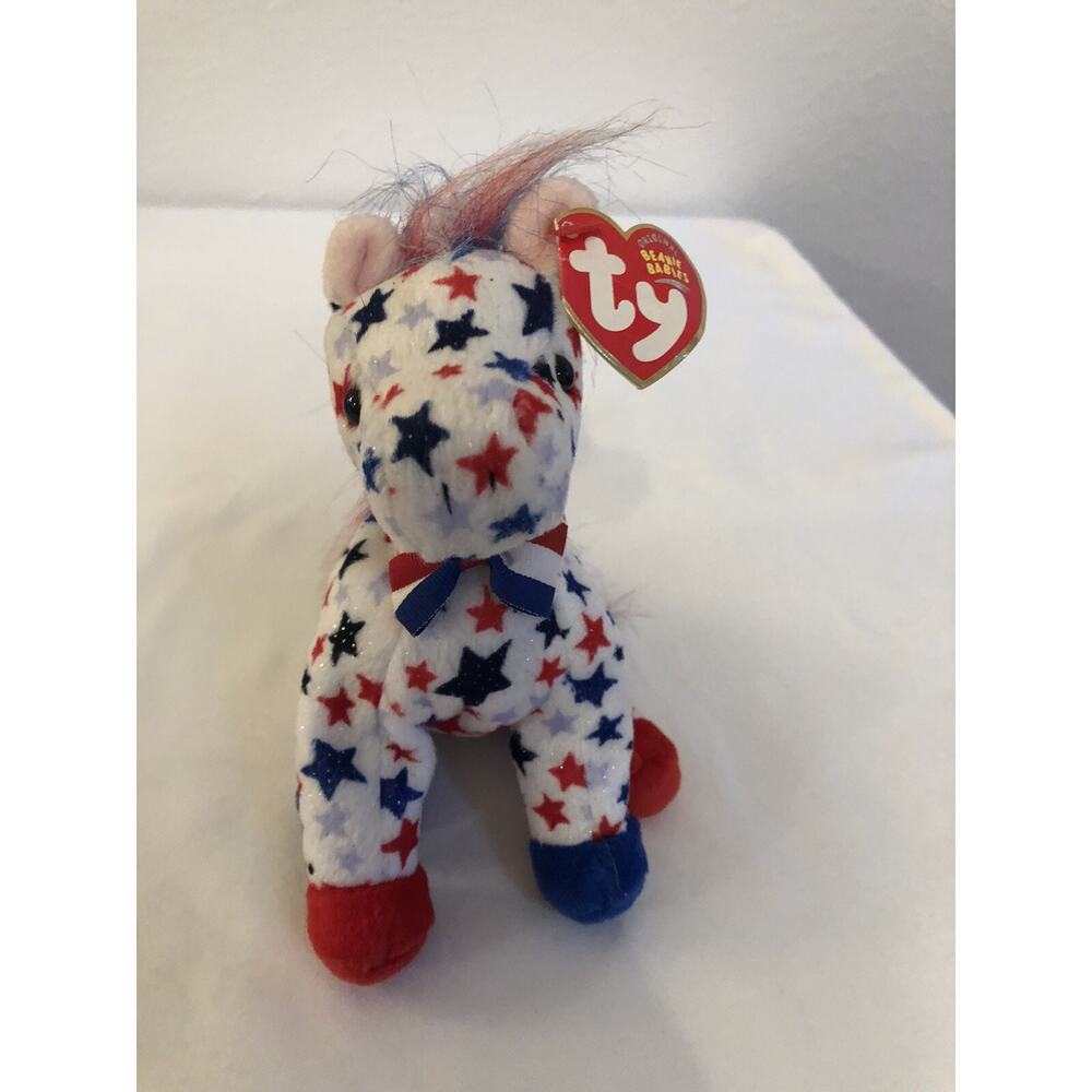 Ty Beanie Baby LEFTY 2004 the Democrat Donkey‎ Plush 6” Patriotic Colors Retired